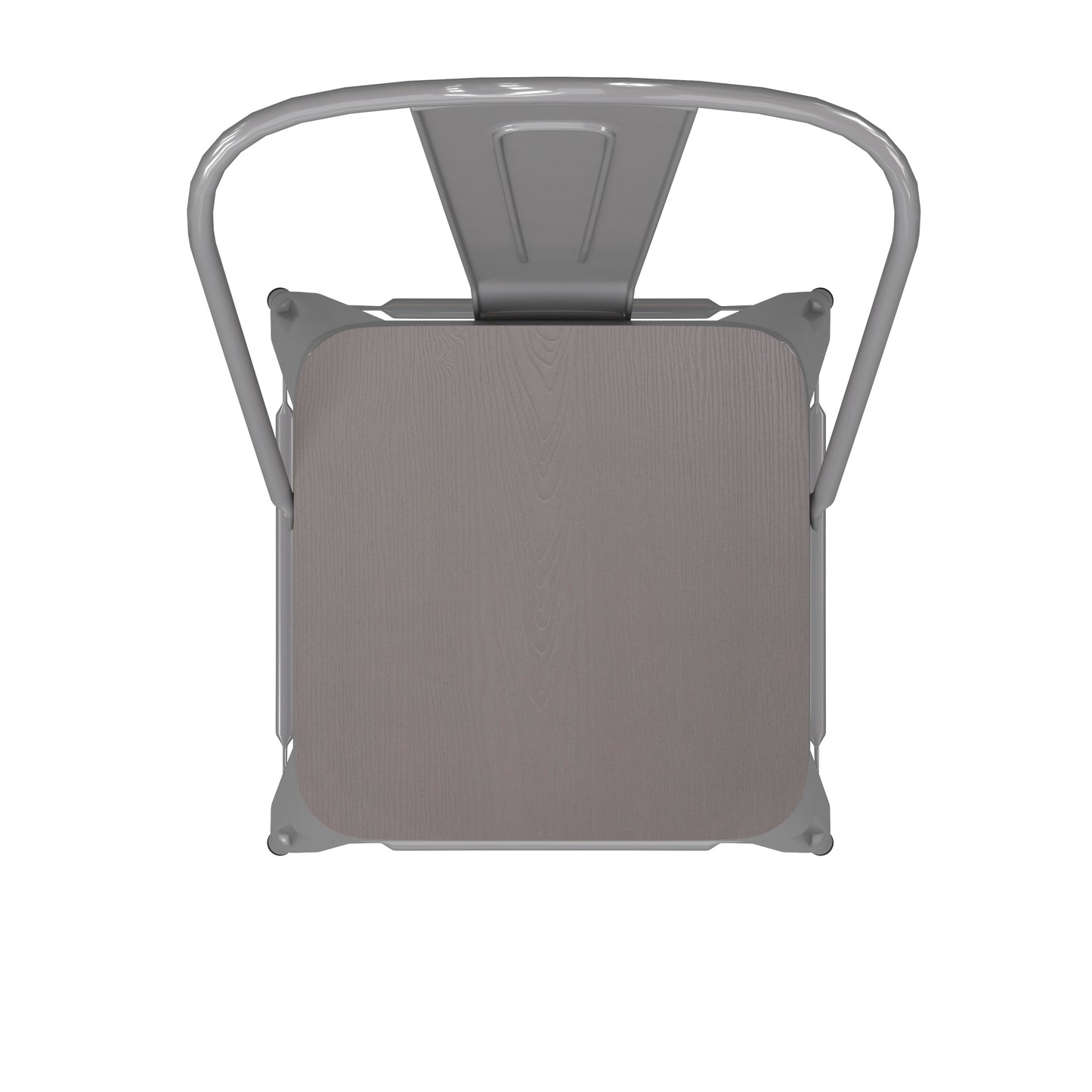 Kai Commercial Grade 30" High Silver Metal Indoor-Outdoor Bar Height Stool with Removable Back and Gray All-Weather Poly Resin Seat Gray Seat/Silver Frame