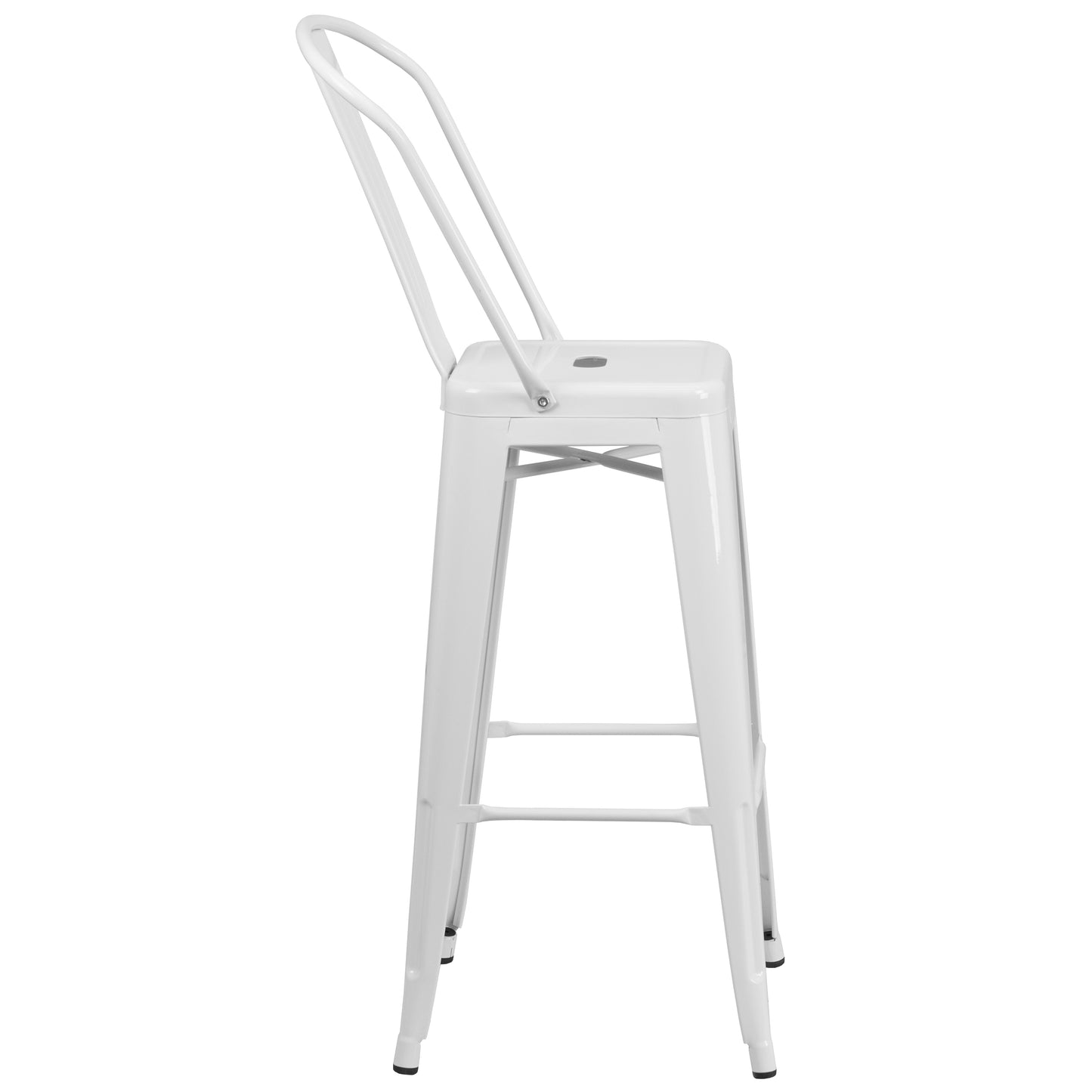 Kai Commercial Grade 30" High White Metal Indoor-Outdoor Barstool with Removable Back White
