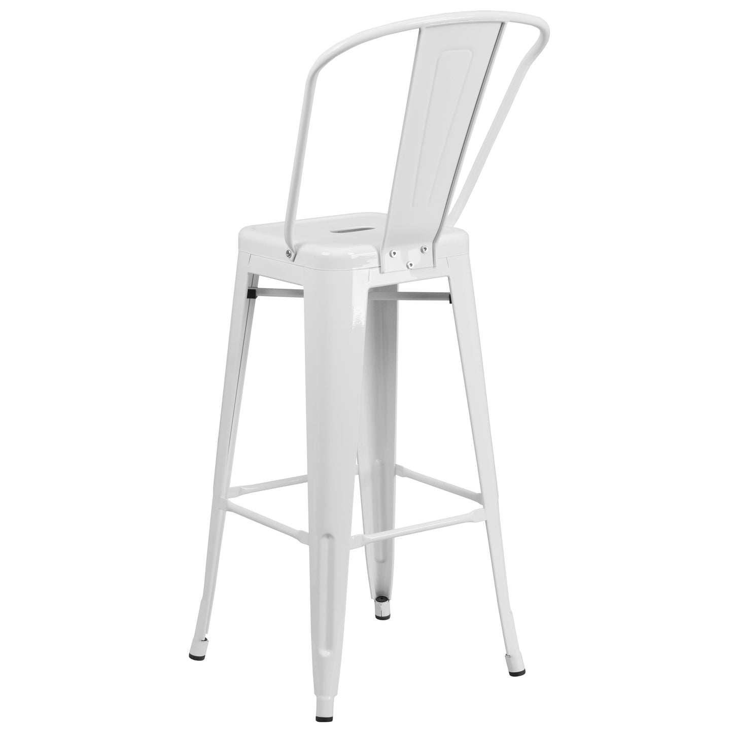 Kai Commercial Grade 30" High White Metal Indoor-Outdoor Barstool with Removable Back White