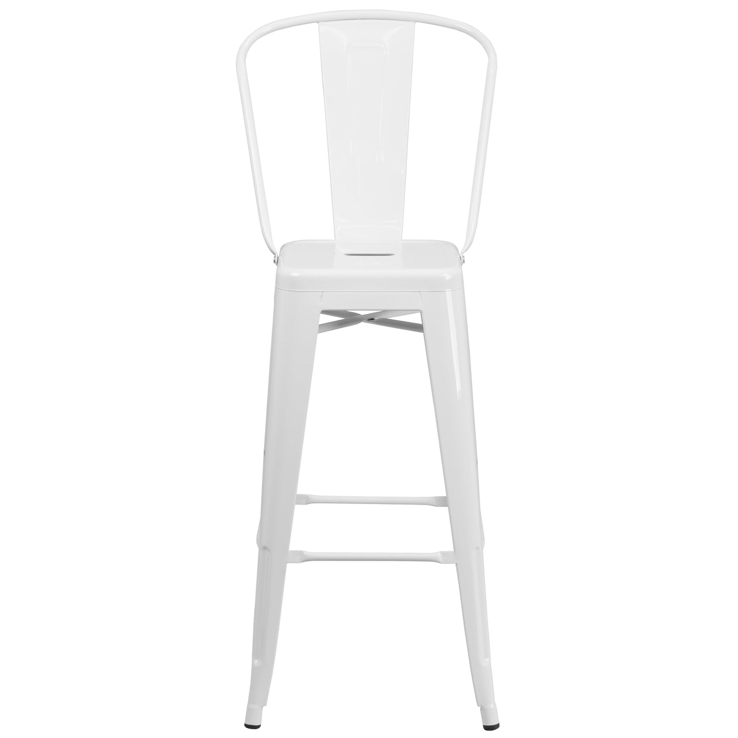 Kai Commercial Grade 30" High White Metal Indoor-Outdoor Barstool with Removable Back White