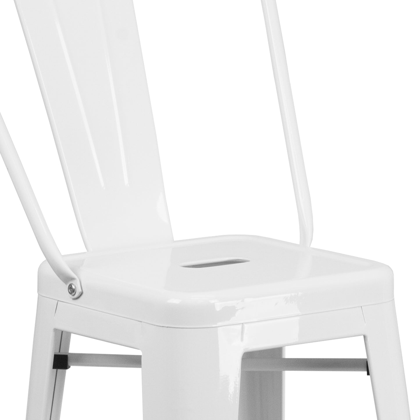 Kai Commercial Grade 30" High White Metal Indoor-Outdoor Barstool with Removable Back White