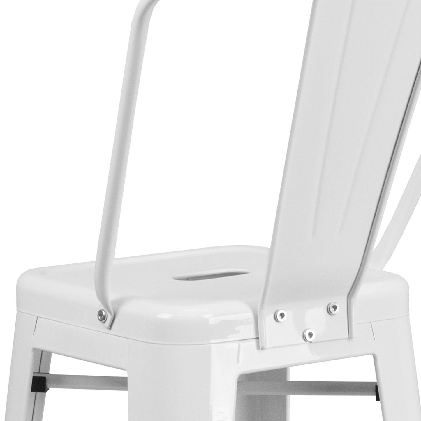 Kai Commercial Grade 30" High White Metal Indoor-Outdoor Barstool with Removable Back White