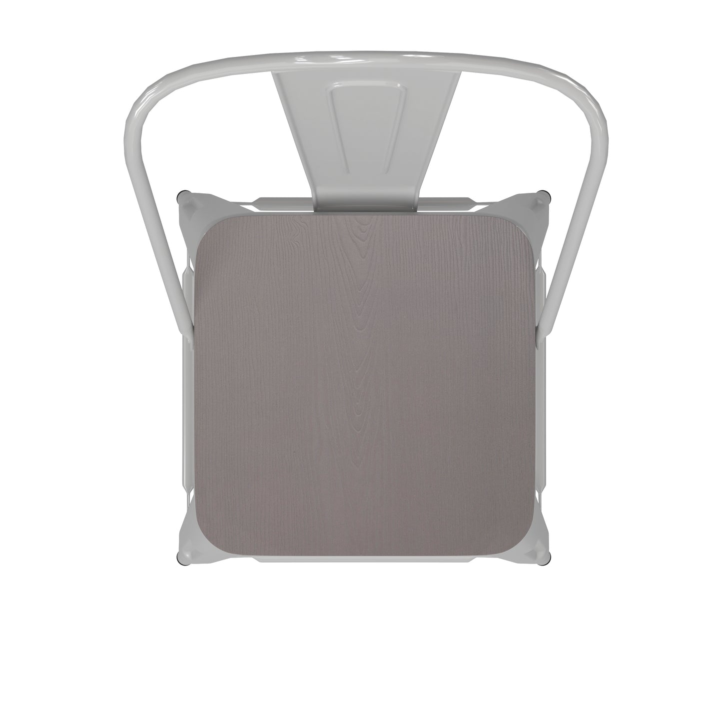 Kai Commercial Grade 30" High White Metal Indoor-Outdoor Bar Height Stool with Removable Back and Gray All-Weather Poly Resin Seat Gray Seat/White Frame