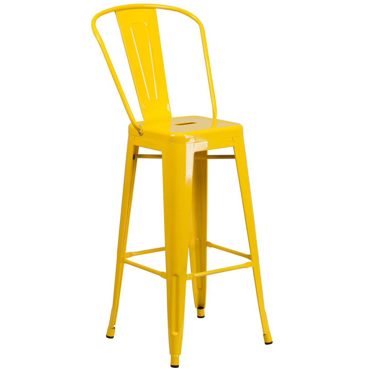 Kai Commercial Grade 30" High Yellow Metal Indoor-Outdoor Barstool with Removable Back Yellow