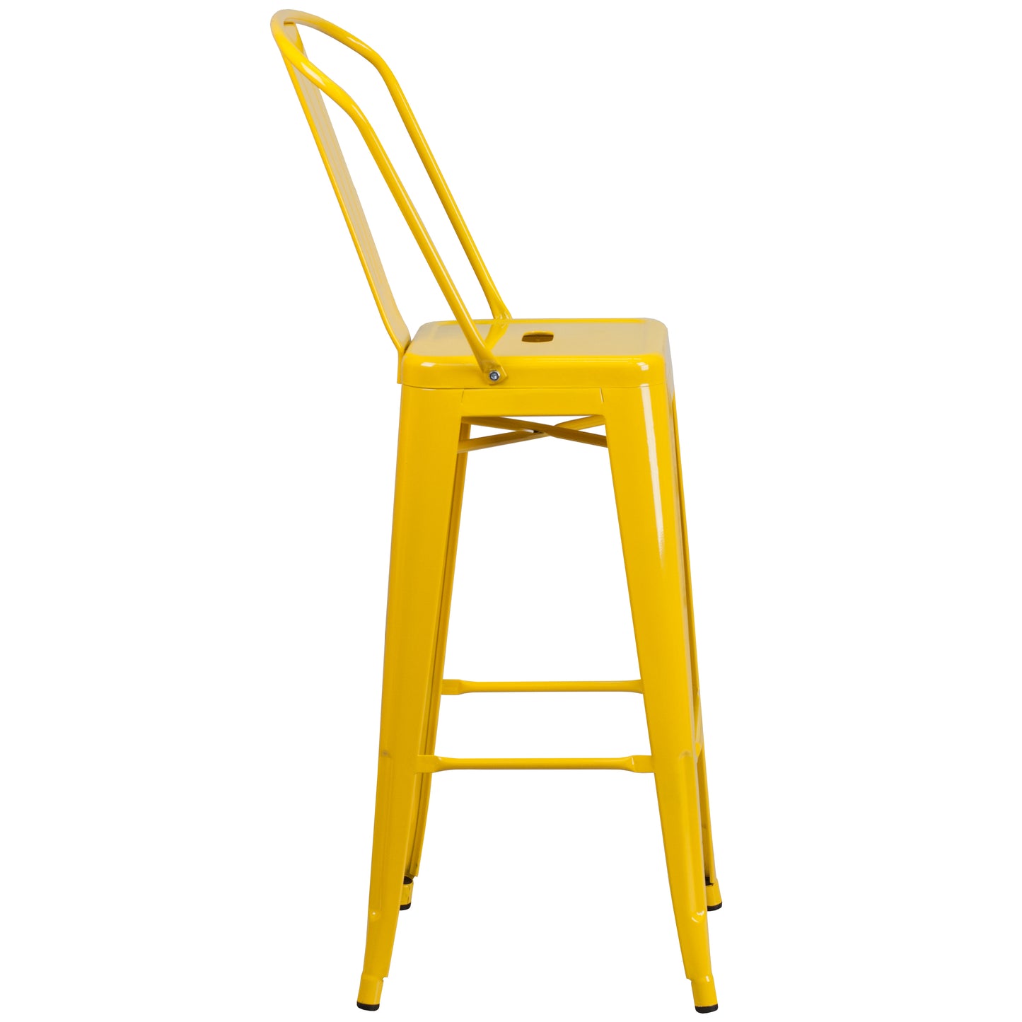 Kai Commercial Grade 30" High Yellow Metal Indoor-Outdoor Barstool with Removable Back Yellow