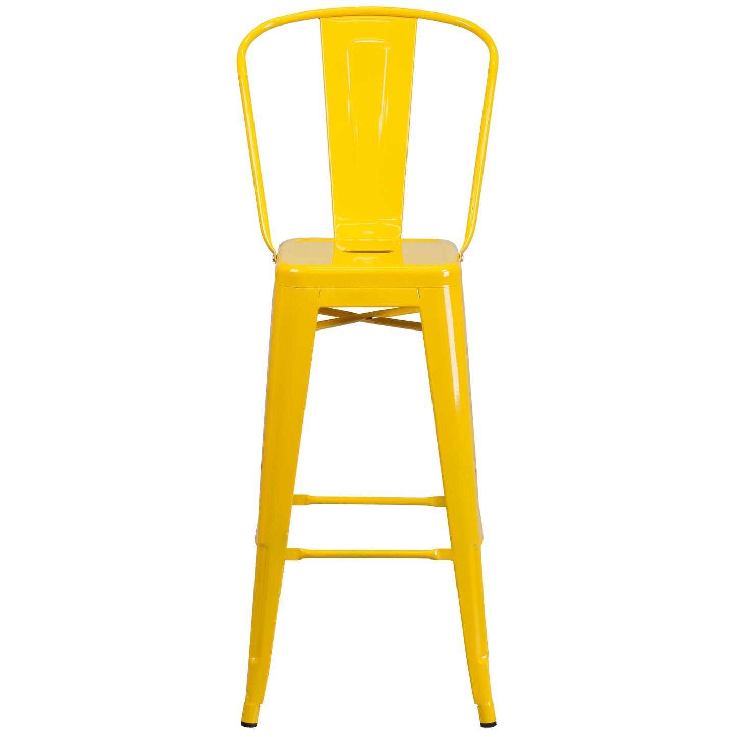 Kai Commercial Grade 30" High Yellow Metal Indoor-Outdoor Barstool with Removable Back Yellow