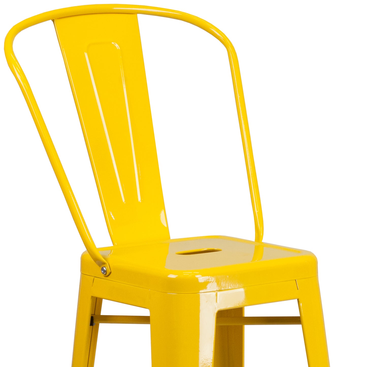 Kai Commercial Grade 30" High Yellow Metal Indoor-Outdoor Barstool with Removable Back Yellow