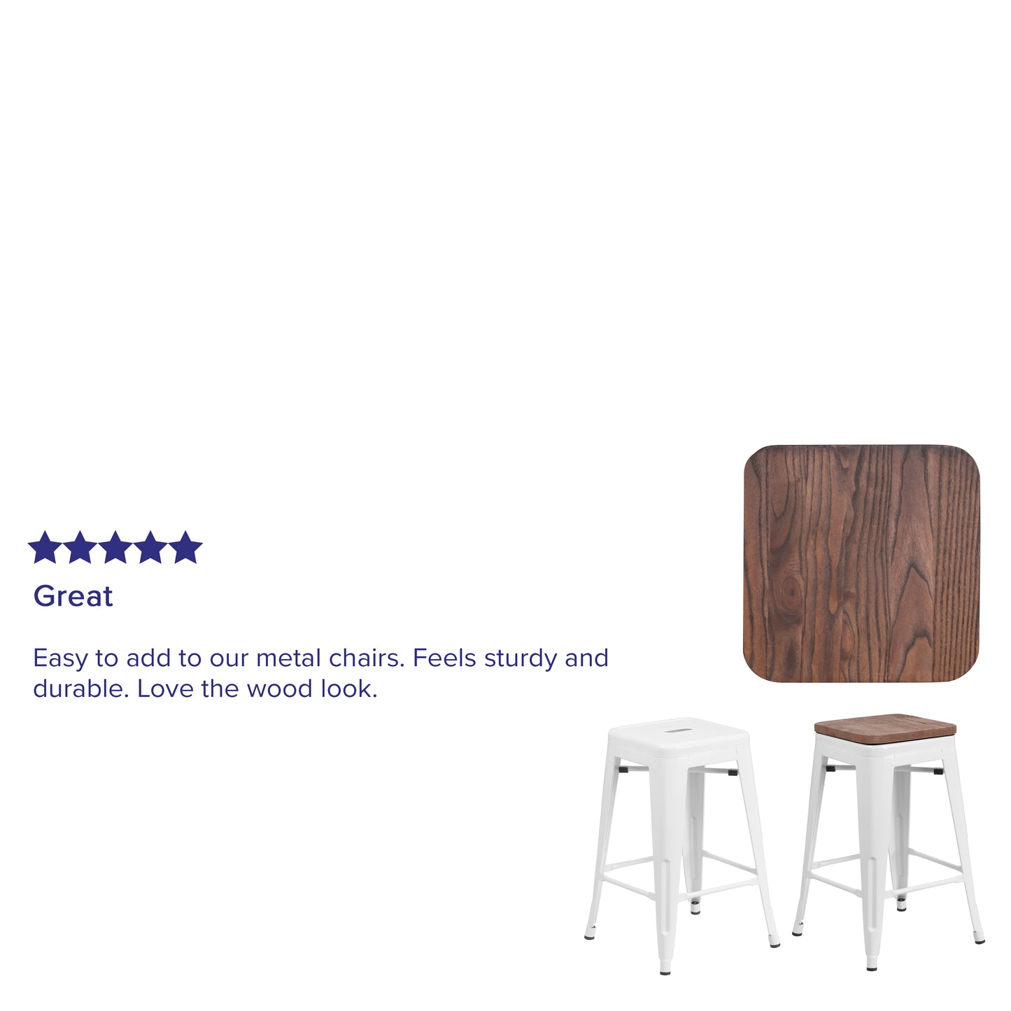 Dunedin Rustic Walnut Wood Seat for Colorful Metal Barstools Rustic Walnut