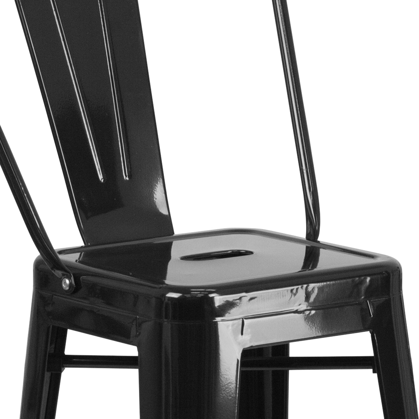 Gable Commercial Grade 23.75" Square Black Metal Indoor-Outdoor Bar Table Set with 2 Stools with Backs Black