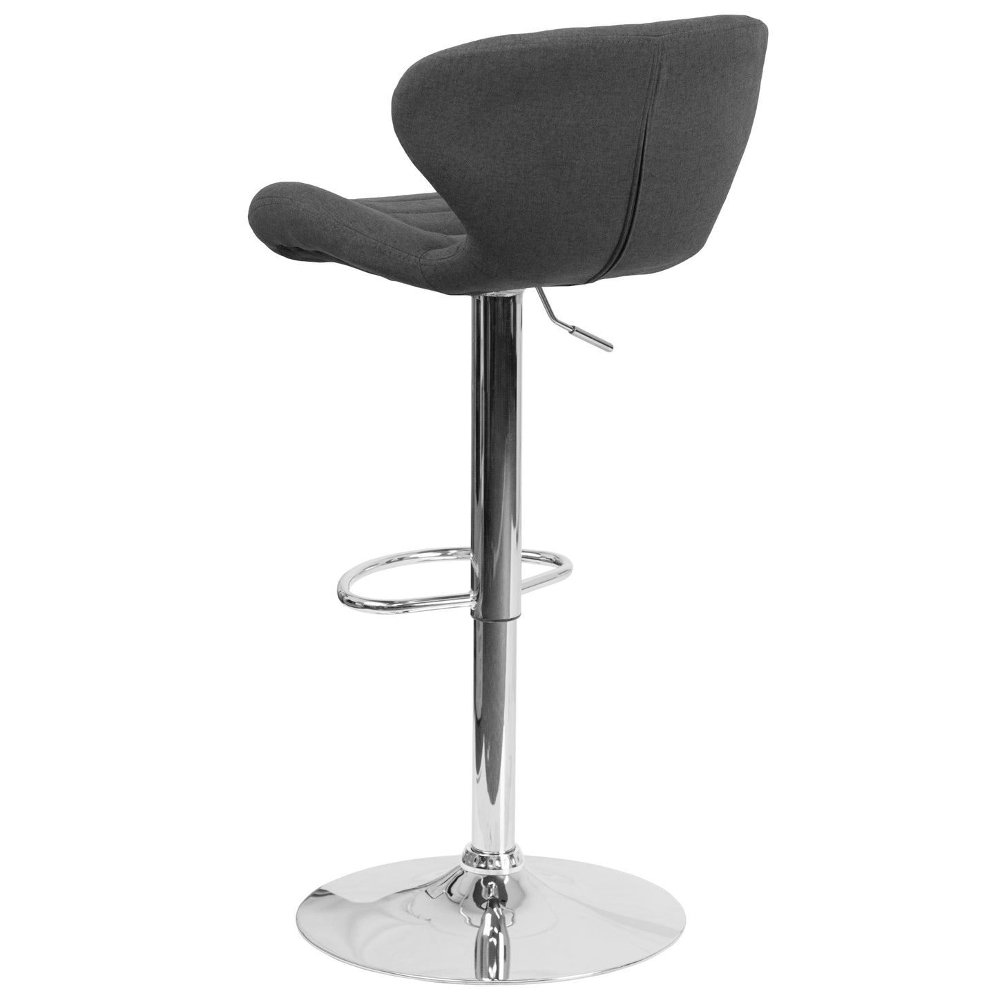 Francis Contemporary Charcoal Fabric Adjustable Height Barstool with Curved Back and Chrome Base Charcoal Fabric