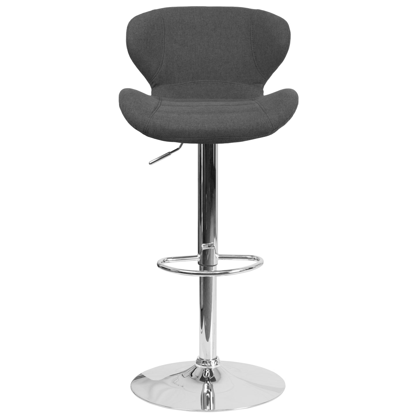 Francis Contemporary Charcoal Fabric Adjustable Height Barstool with Curved Back and Chrome Base Charcoal Fabric
