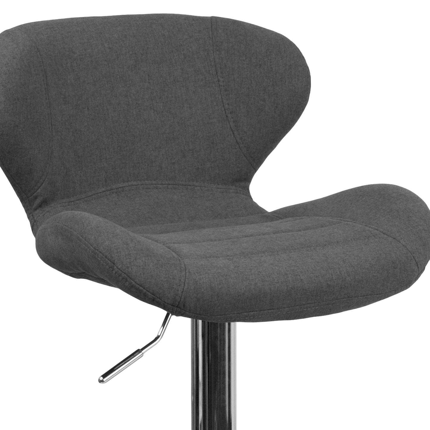 Francis Contemporary Charcoal Fabric Adjustable Height Barstool with Curved Back and Chrome Base Charcoal Fabric