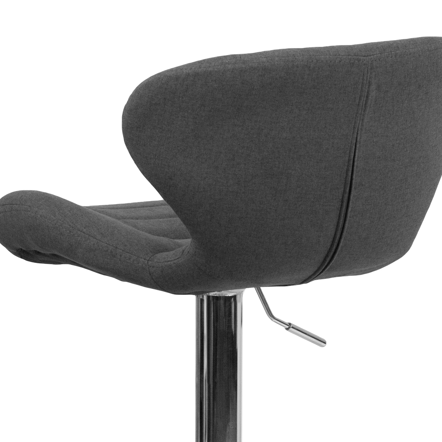 Francis Contemporary Charcoal Fabric Adjustable Height Barstool with Curved Back and Chrome Base Charcoal Fabric