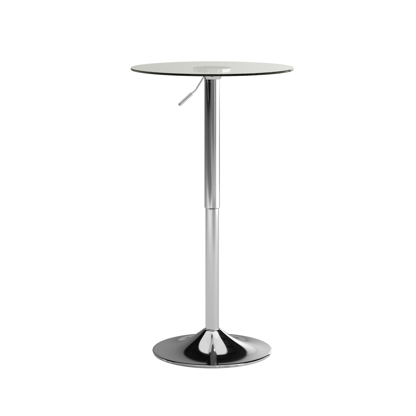 Chad 23.5'' Round Adjustable Height Glass Table (Adjustable Range 33.5'' - 41'') Clear Top/Chrome Frame
