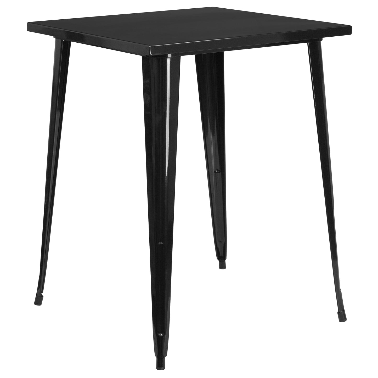 Nolan Commercial Grade 31.5" Square Black Metal Indoor-Outdoor Bar Height Table Black