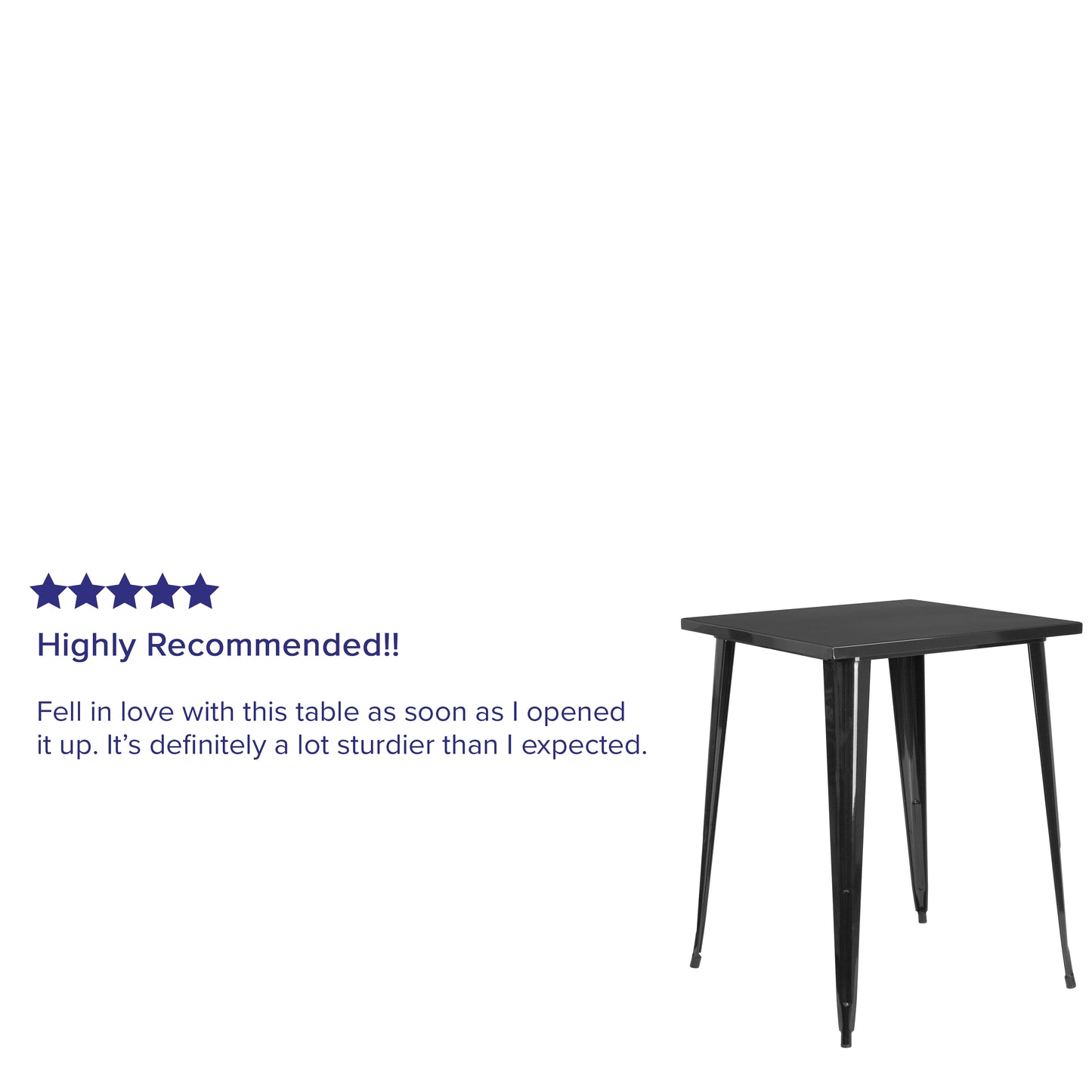 Nolan Commercial Grade 31.5" Square Black Metal Indoor-Outdoor Bar Height Table Black