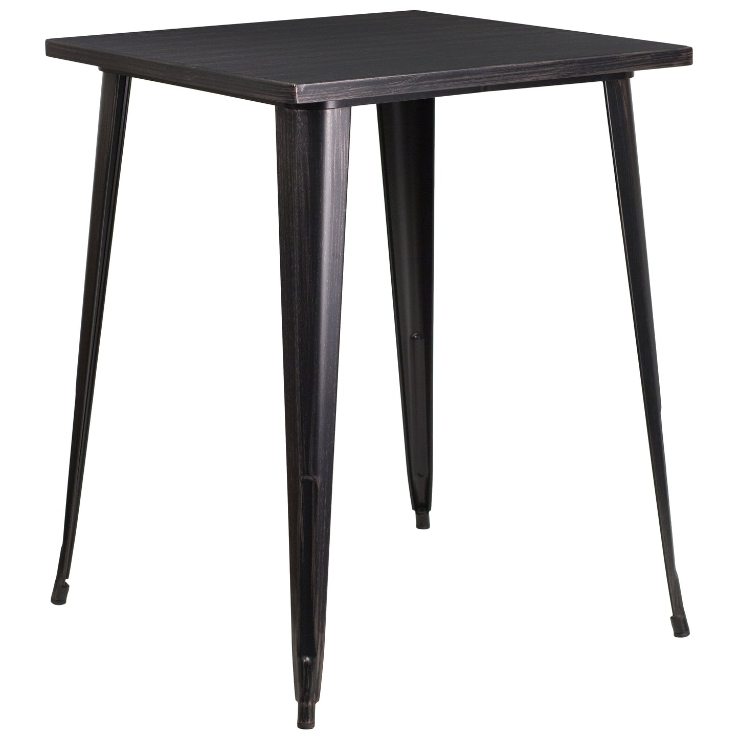 Nolan Commercial Grade 31.5" Square Black-Antique Gold Metal Indoor-Outdoor Bar Height Table Black-Antique Gold