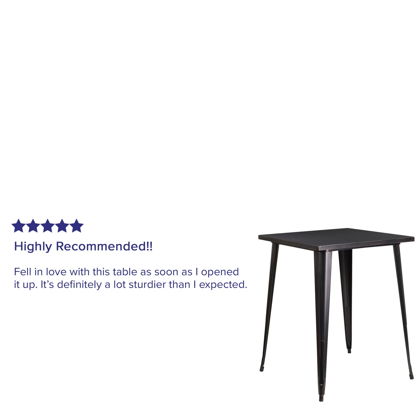 Nolan Commercial Grade 31.5" Square Black-Antique Gold Metal Indoor-Outdoor Bar Height Table Black-Antique Gold