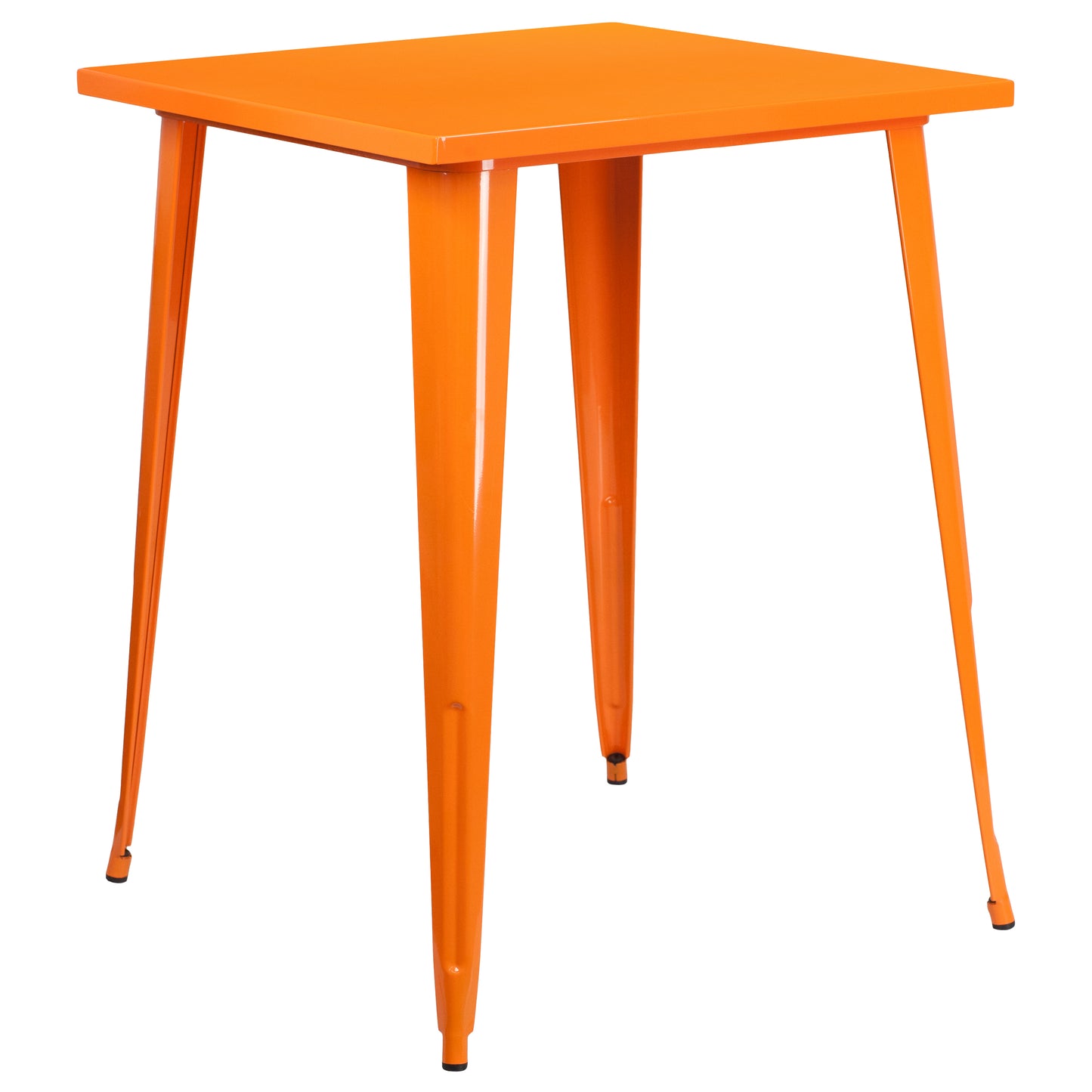 Nolan Commercial Grade 31.5" Square Orange Metal Indoor-Outdoor Bar Height Table Orange