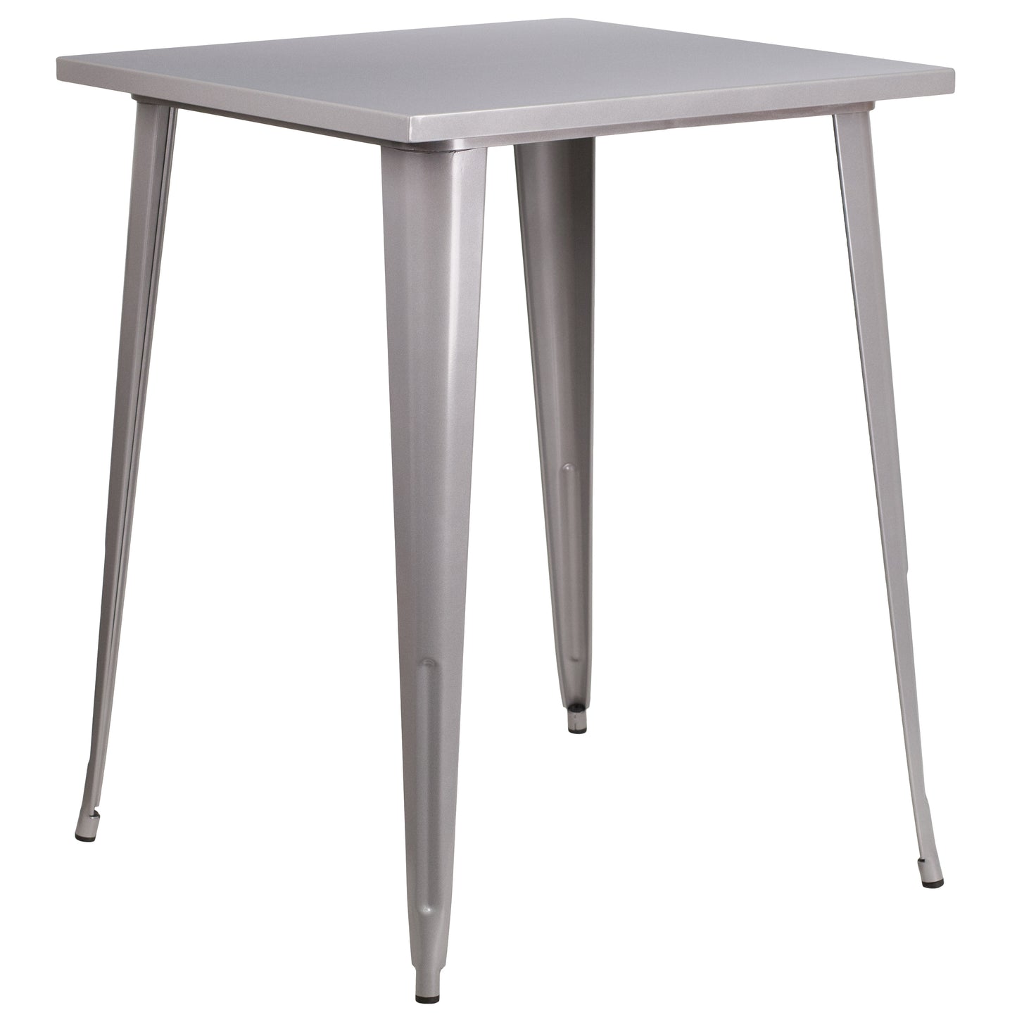 Nolan Commercial Grade 31.5" Square Silver Metal Indoor-Outdoor Bar Height Table Silver