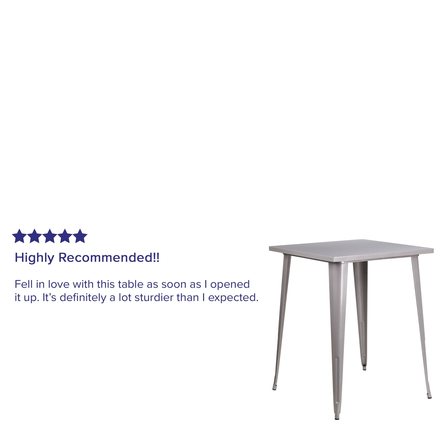 Nolan Commercial Grade 31.5" Square Silver Metal Indoor-Outdoor Bar Height Table Silver