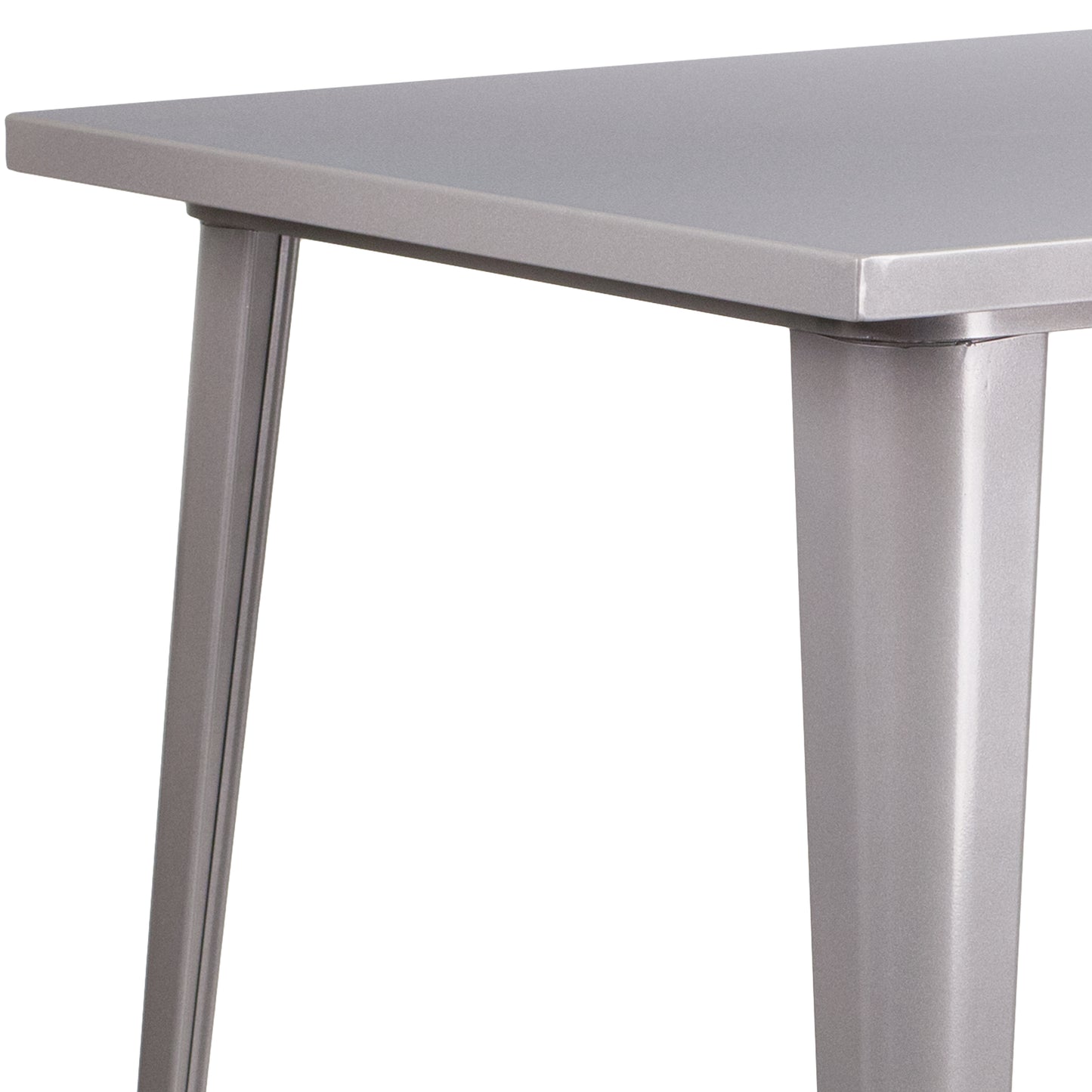 Nolan Commercial Grade 31.5" Square Silver Metal Indoor-Outdoor Bar Height Table Silver