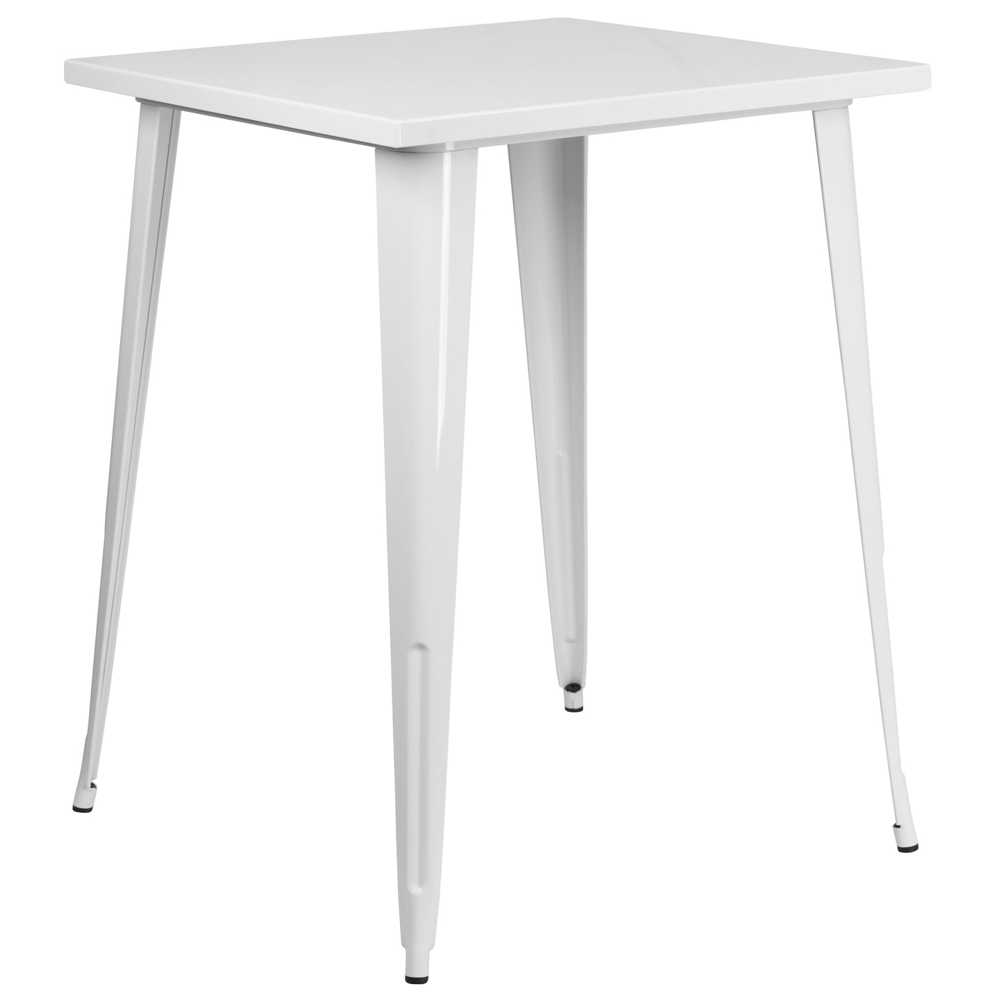 Nolan Commercial Grade 31.5" Square White Metal Indoor-Outdoor Bar Height Table White