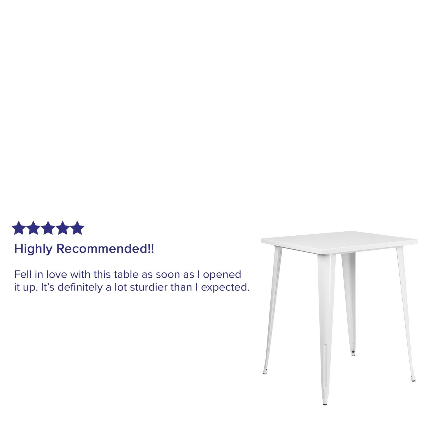 Nolan Commercial Grade 31.5" Square White Metal Indoor-Outdoor Bar Height Table White