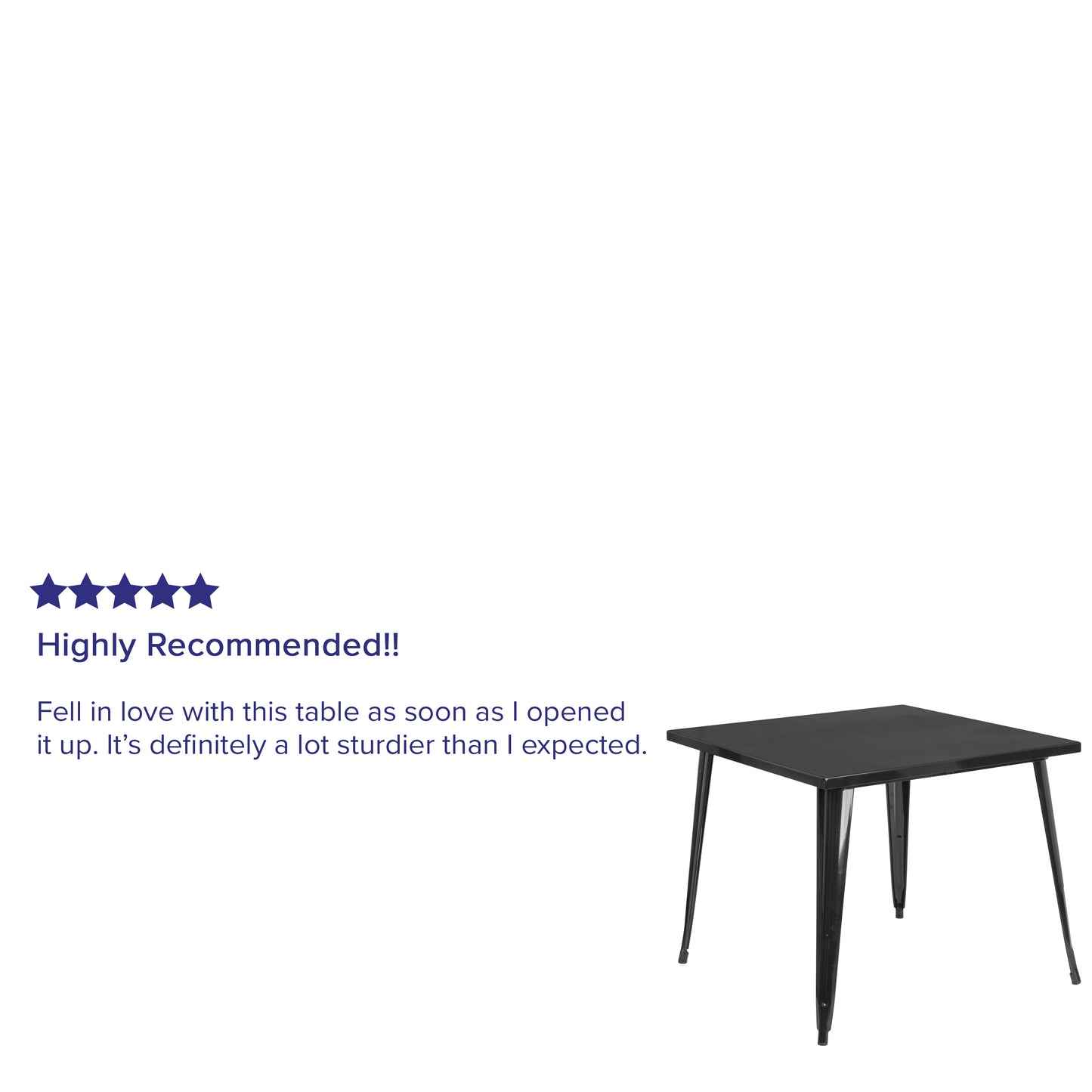 Parker Commercial Grade 35.5" Square Black Metal Indoor-Outdoor Table Black