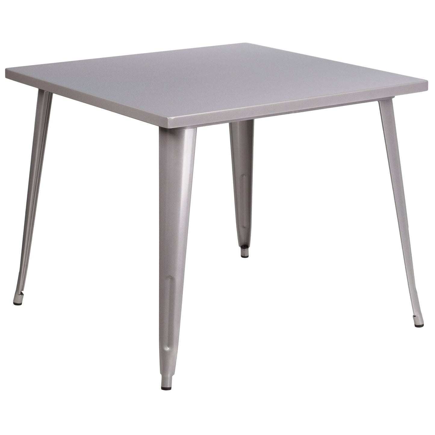 Parker Commercial Grade 35.5" Square Silver Metal Indoor-Outdoor Table Silver