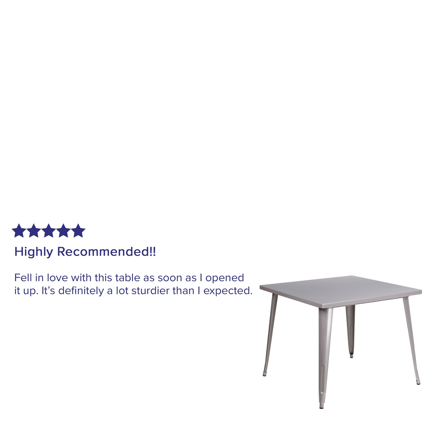 Parker Commercial Grade 35.5" Square Silver Metal Indoor-Outdoor Table Silver