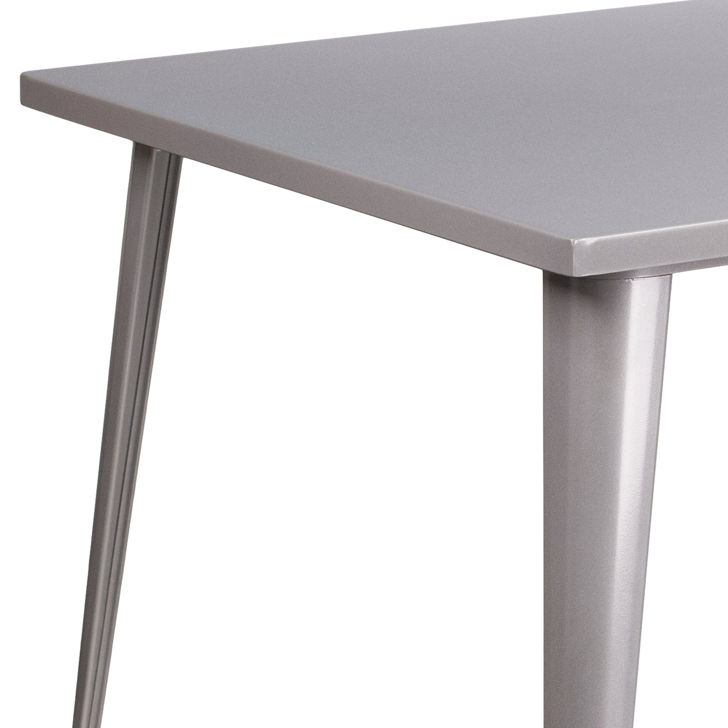 Parker Commercial Grade 35.5" Square Silver Metal Indoor-Outdoor Table Silver