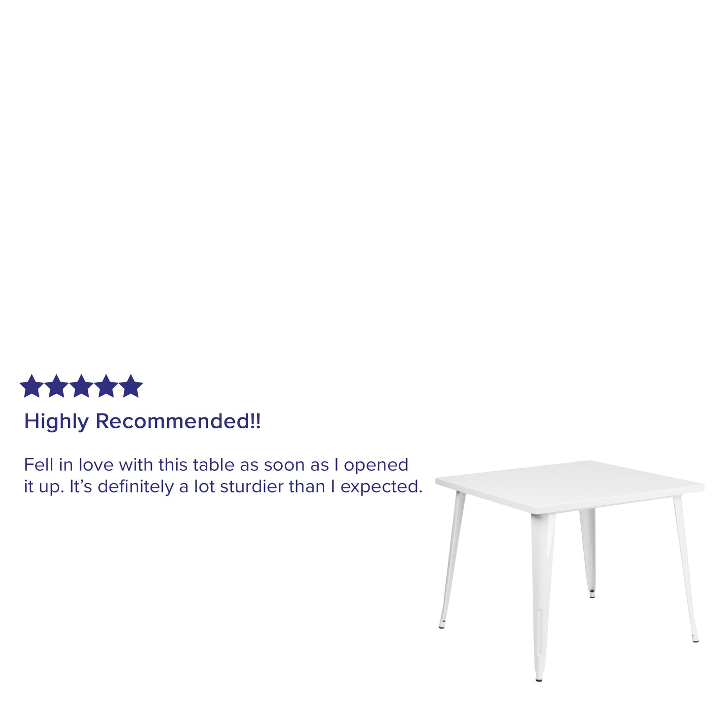 Parker Commercial Grade 35.5" Square White Metal Indoor-Outdoor Table White