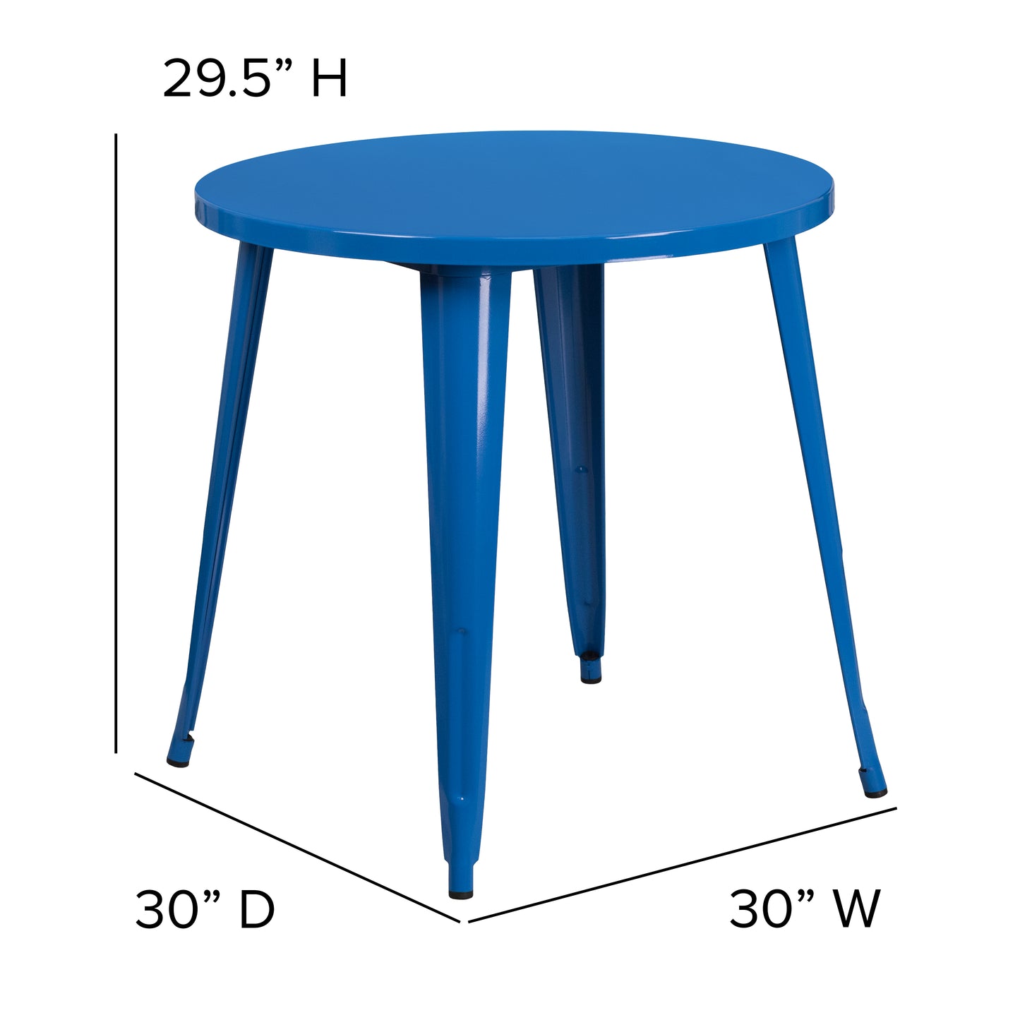 Jeffrey Commercial Grade 30" Round Blue Metal Indoor-Outdoor Table Blue