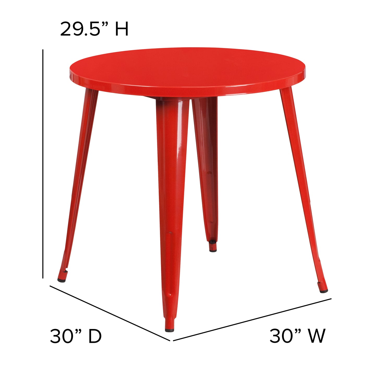 Jeffrey Commercial Grade 30" Round Red Metal Indoor-Outdoor Table Red CH-51090-29-RED-GG