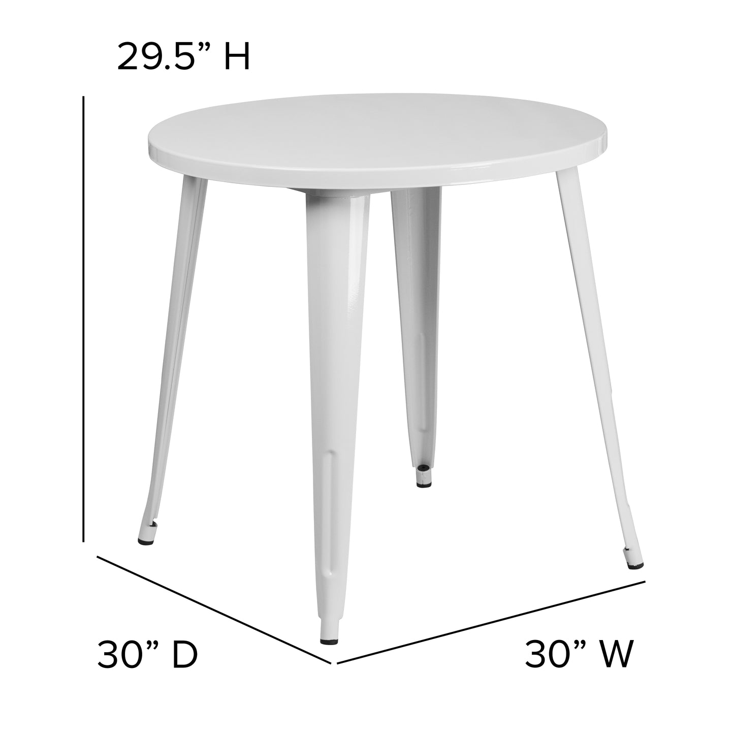 Jeffrey Commercial Grade 30" Round White Metal Indoor-Outdoor Table White