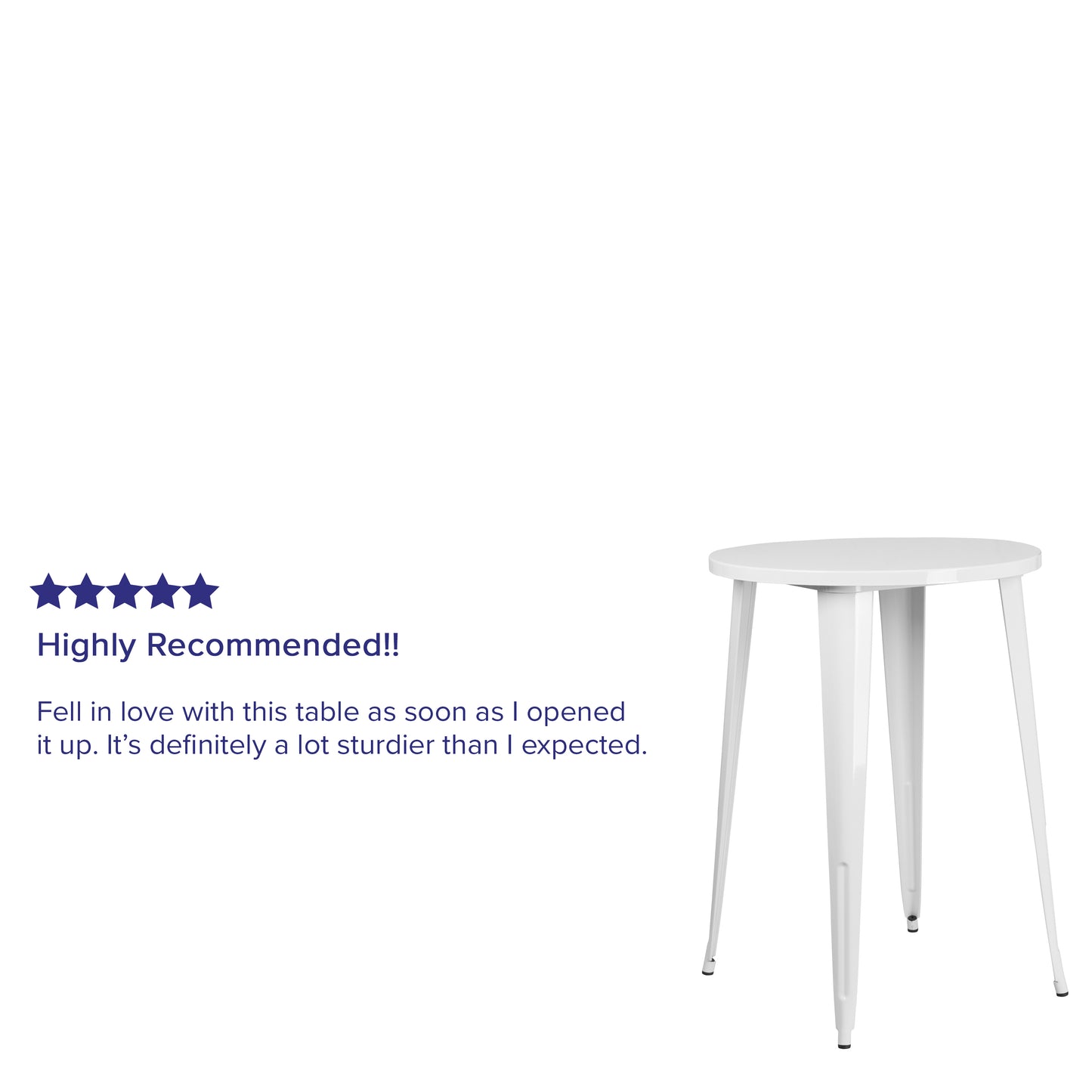 Philip Commercial Grade 30" Round White Metal Indoor-Outdoor Bar Height Table White