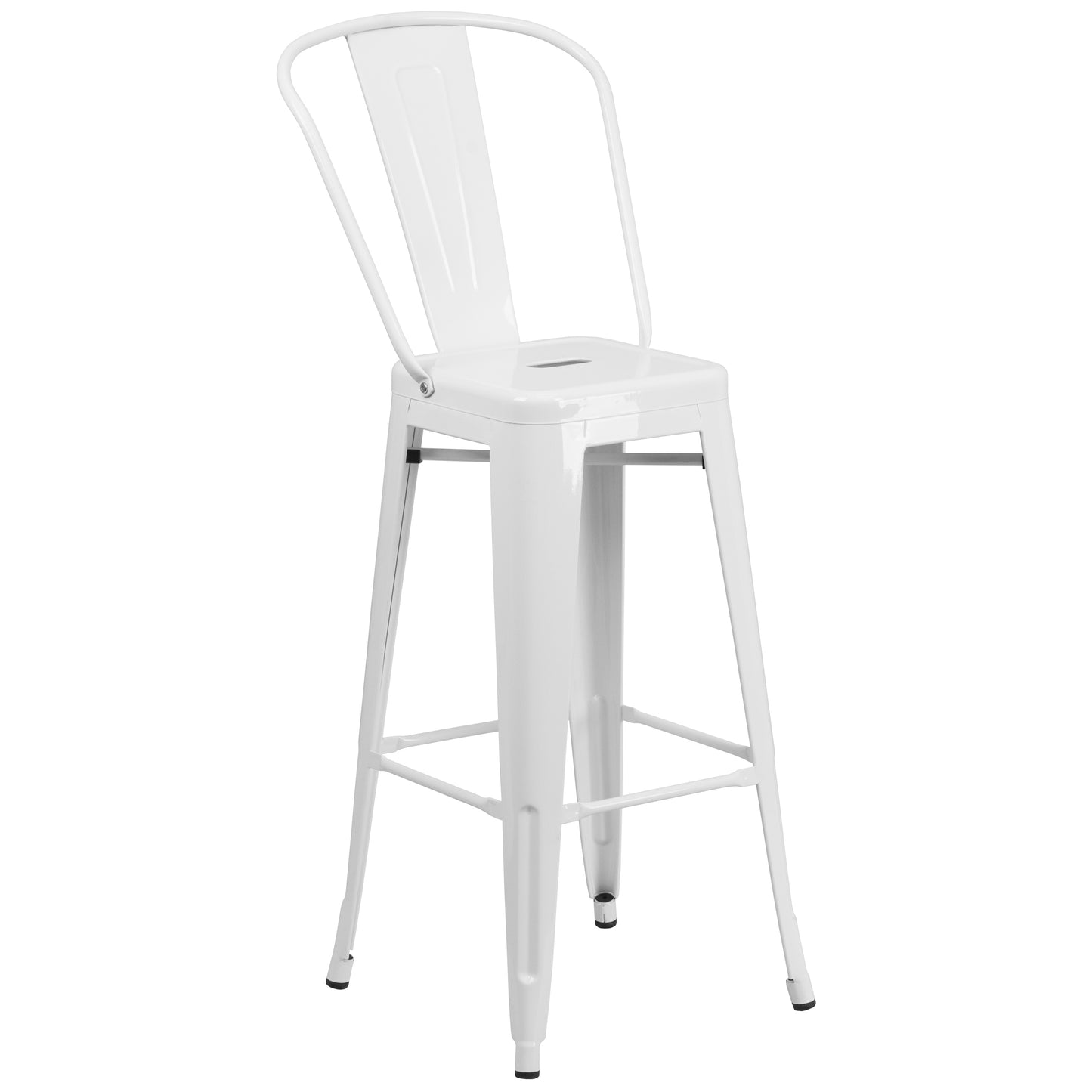 Callum Commercial Grade 30" Round White Metal Indoor-Outdoor Bar Table Set with 4 Cafe Stools White