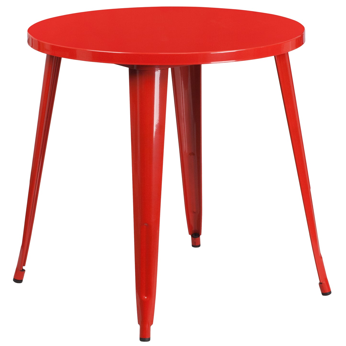 Baker Commercial Grade 30" Round Red Metal Indoor-Outdoor Table Set with 2 Cafe Chairs Red CH-51090TH-2-18CAFE-RED-GG
