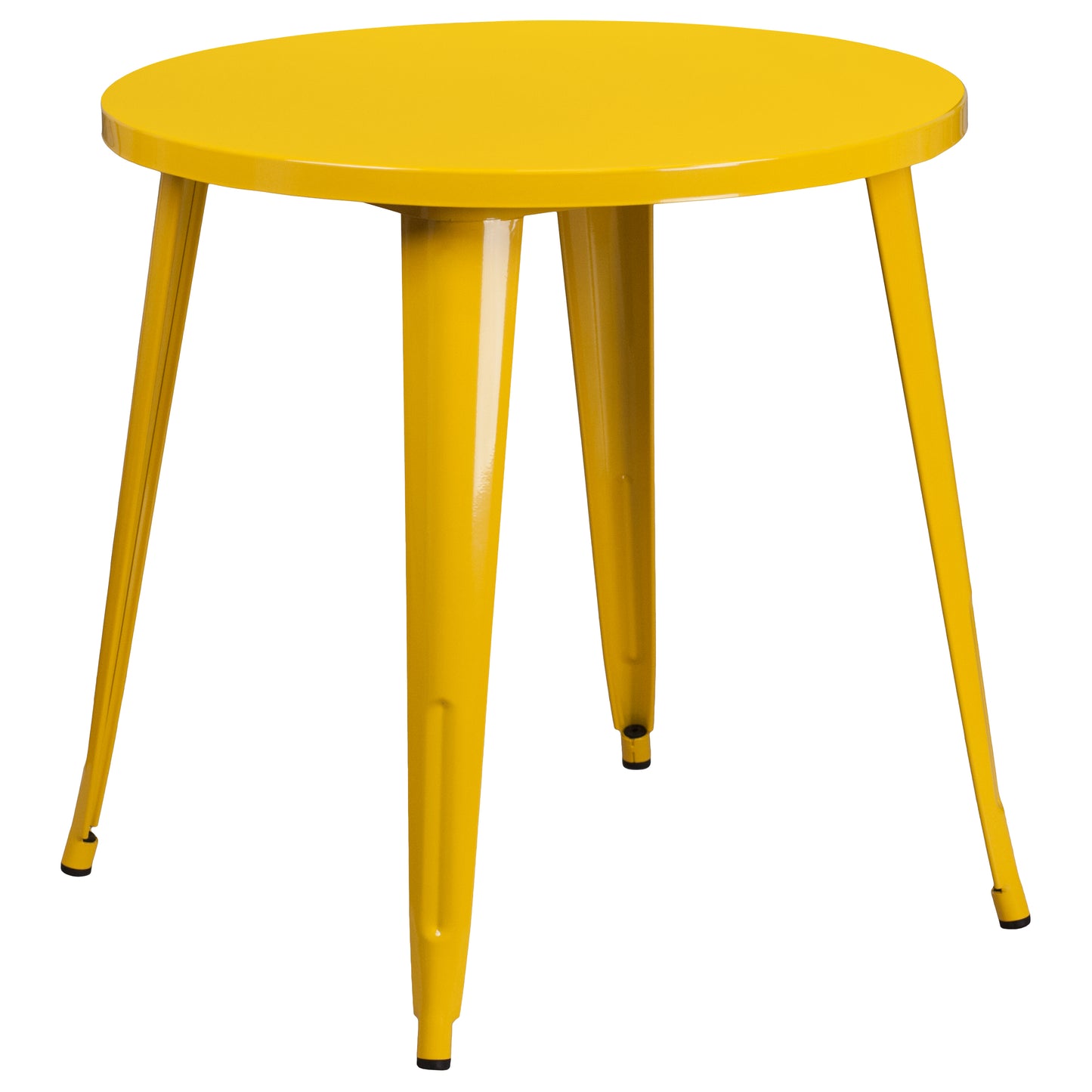 Baker Commercial Grade 30" Round Yellow Metal Indoor-Outdoor Table Set with 2 Cafe Chairs Yellow CH-51090TH-2-18CAFE-YL-GG