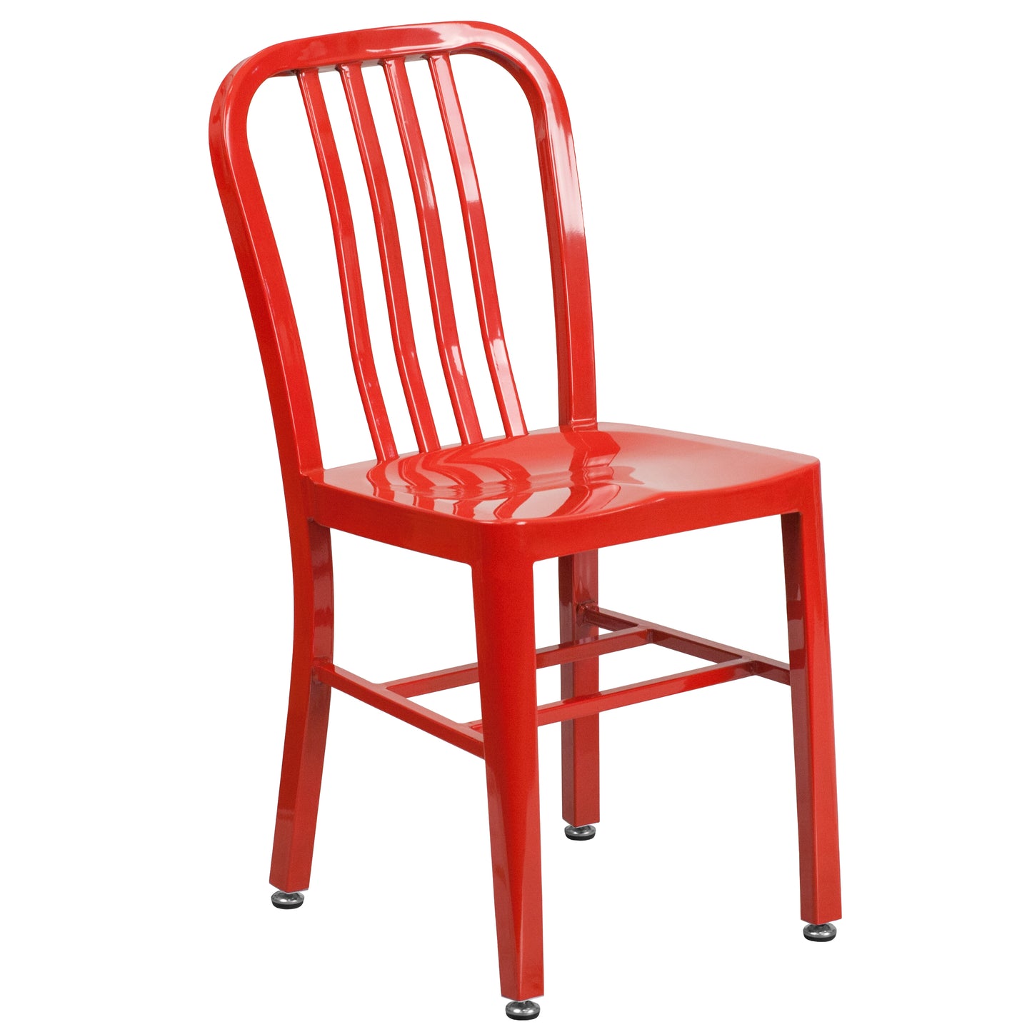 Craig Commercial Grade 30" Round Red Metal Indoor-Outdoor Table Set with 2 Vertical Slat Back Chairs Red CH-51090TH-2-18VRT-RED-GG