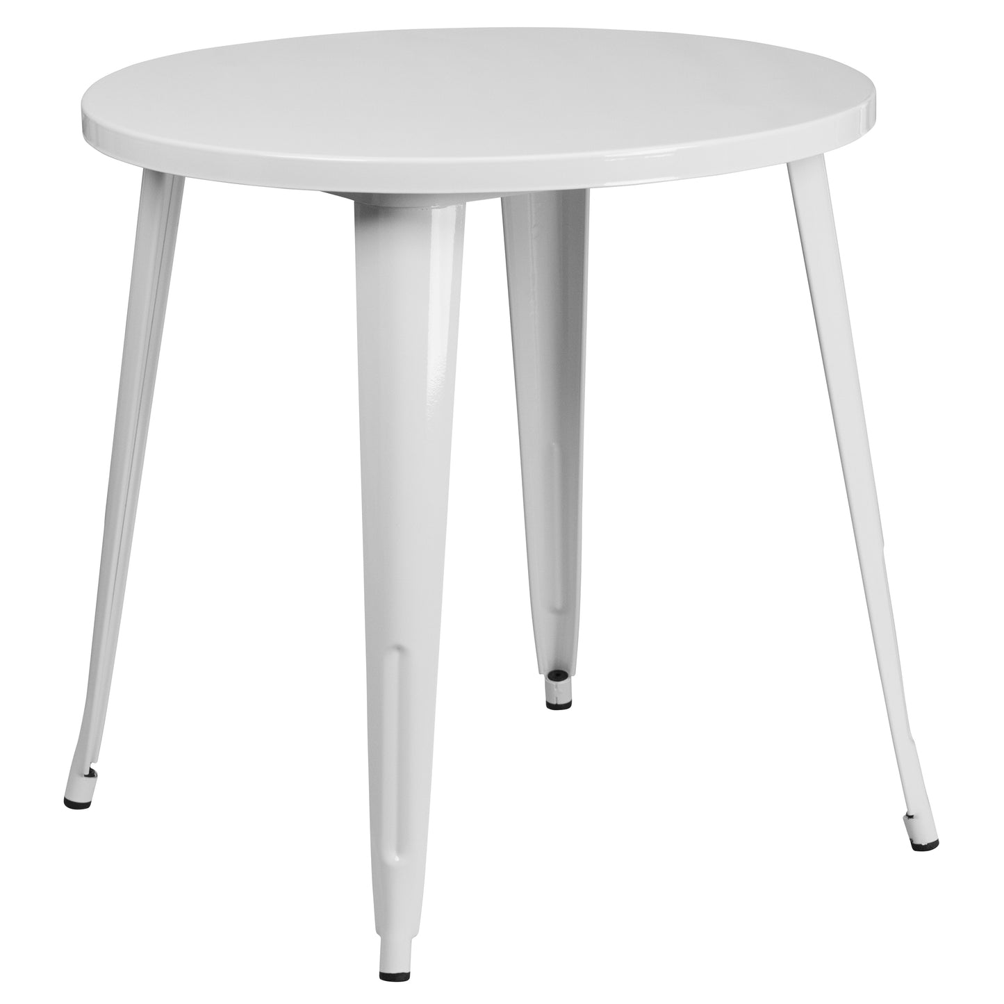 Cory Commercial Grade 30" Round White Metal Indoor-Outdoor Table Set with 4 Arm Chairs White CH-51090TH-4-18ARM-WH-GG