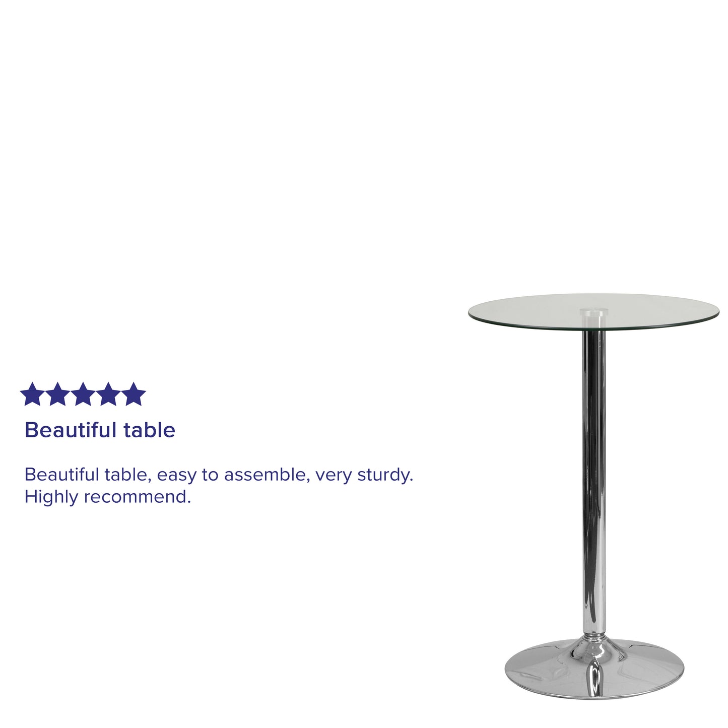 Kenneth 23.5'' Round Glass Table with 35.5''H Chrome Base Clear Top/Chrome Frame CH-6-GG
