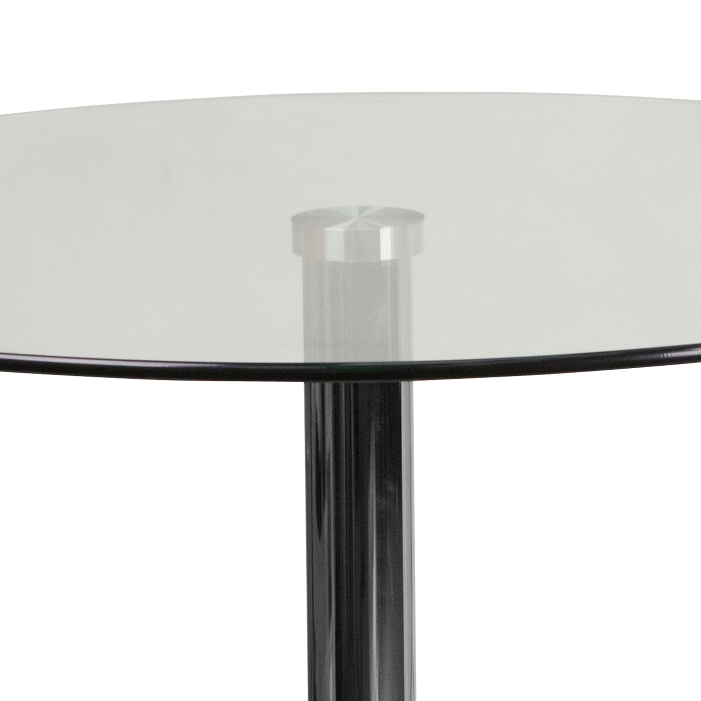 Kenneth 23.5'' Round Glass Table with 35.5''H Chrome Base Clear Top/Chrome Frame CH-6-GG