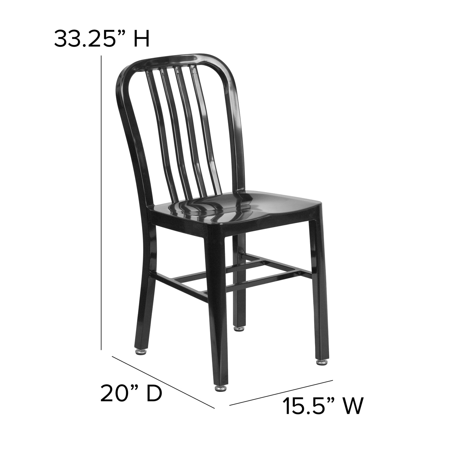 Gael Commercial Grade Black Metal Indoor-Outdoor Chair Black