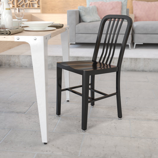 Gael Commercial Grade Black Metal Indoor-Outdoor Chair Black