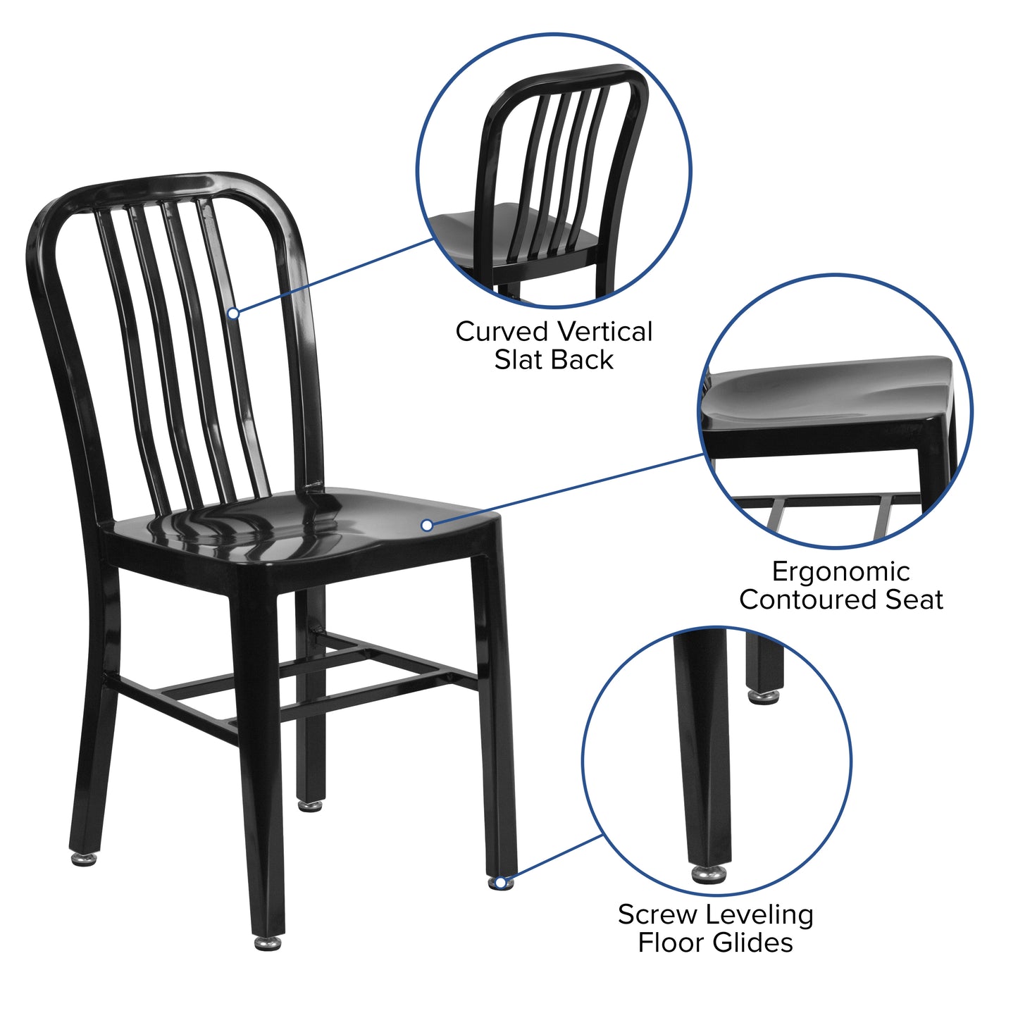 Gael Commercial Grade Black Metal Indoor-Outdoor Chair Black