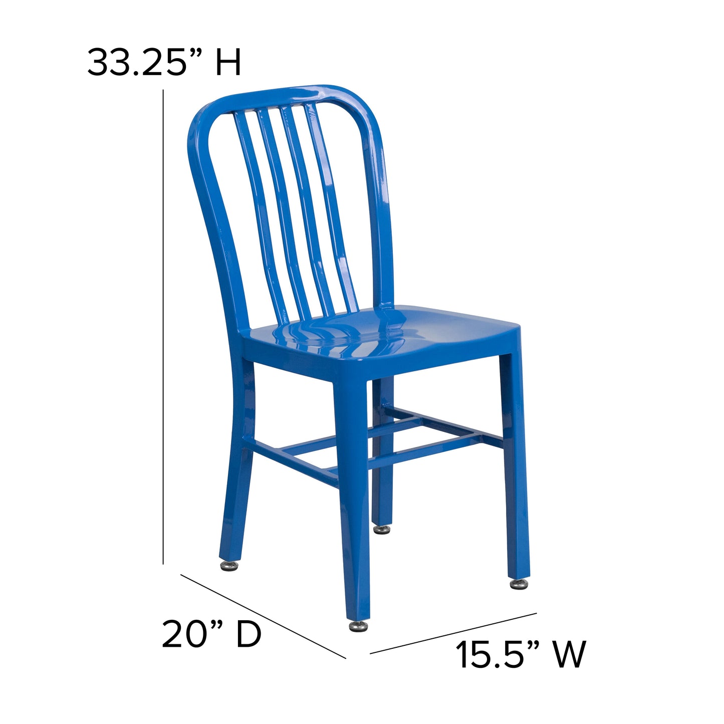 Gael Commercial Grade Blue Metal Indoor-Outdoor Chair Blue