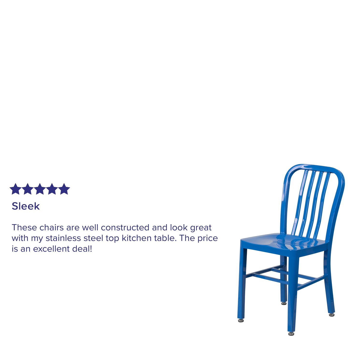 Gael Commercial Grade Blue Metal Indoor-Outdoor Chair Blue