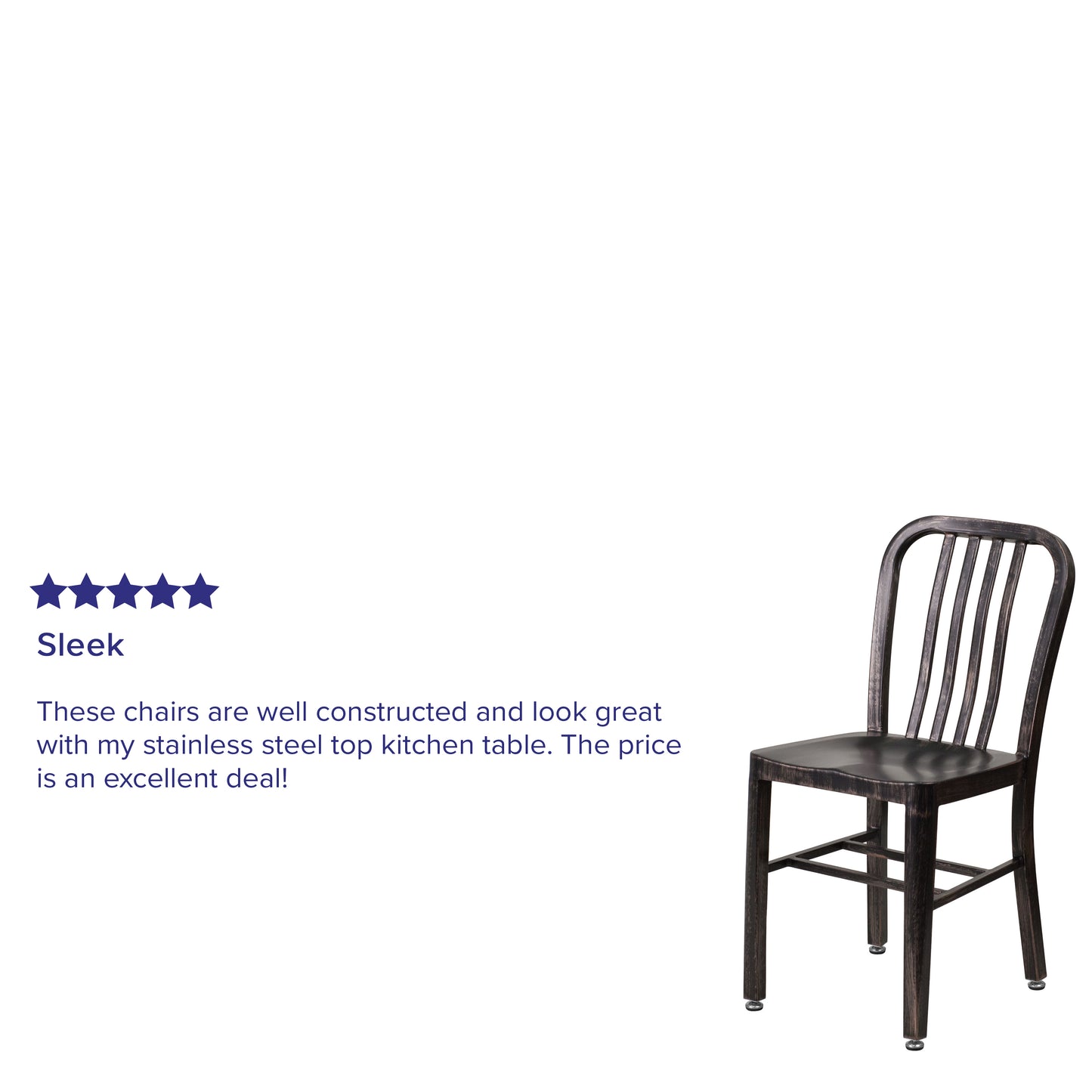 Gael Commercial Grade Black-Antique Gold Metal Indoor-Outdoor Chair Black-Antique Gold